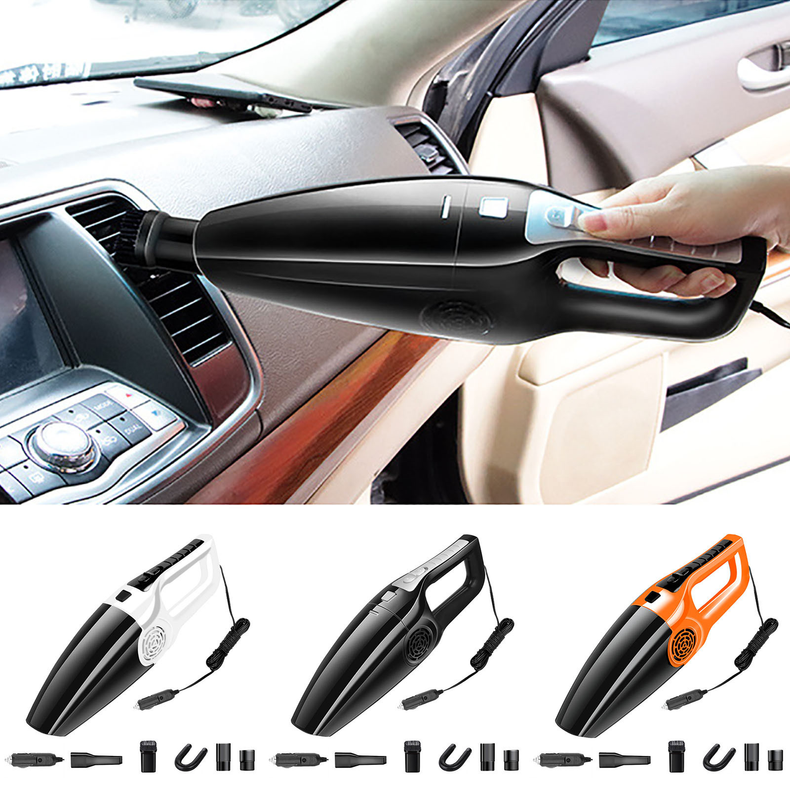 Clearance, 120W Car Vacuum Cleaner Wet and Dry Strong Suction, High Power for Car Cleaning, Compact Design, Ideal for Interior Dirt, Pet Hair, Debris Removal | Plastic, Black, Akmoler